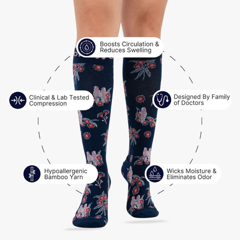 Australian Red Flowering Gum Bamboo Compression Socks
