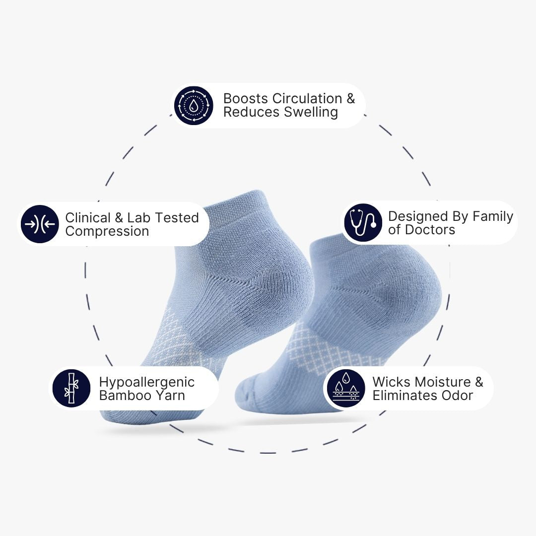 Bamboo Compression Ankle Socks | Pastel Blue | Medium Compression