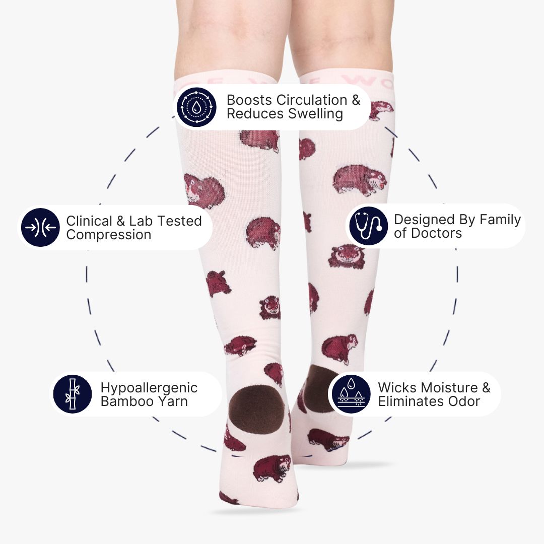 Sassy Hippo Bamboo Compression Socks | Dr. Woof Apparel