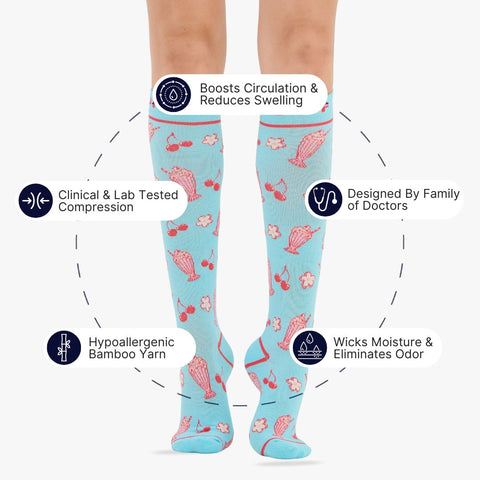 Cherry Milkshake Bamboo Compression Socks