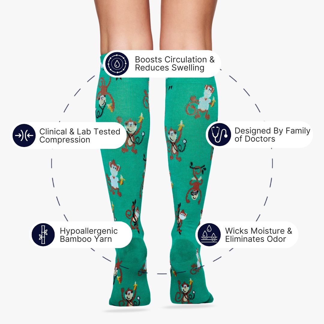 FancyHospitalカットワンピース+タイツセット サックス Monkeying Around Bamboo Compression Socks | Dr. Woof Apparel