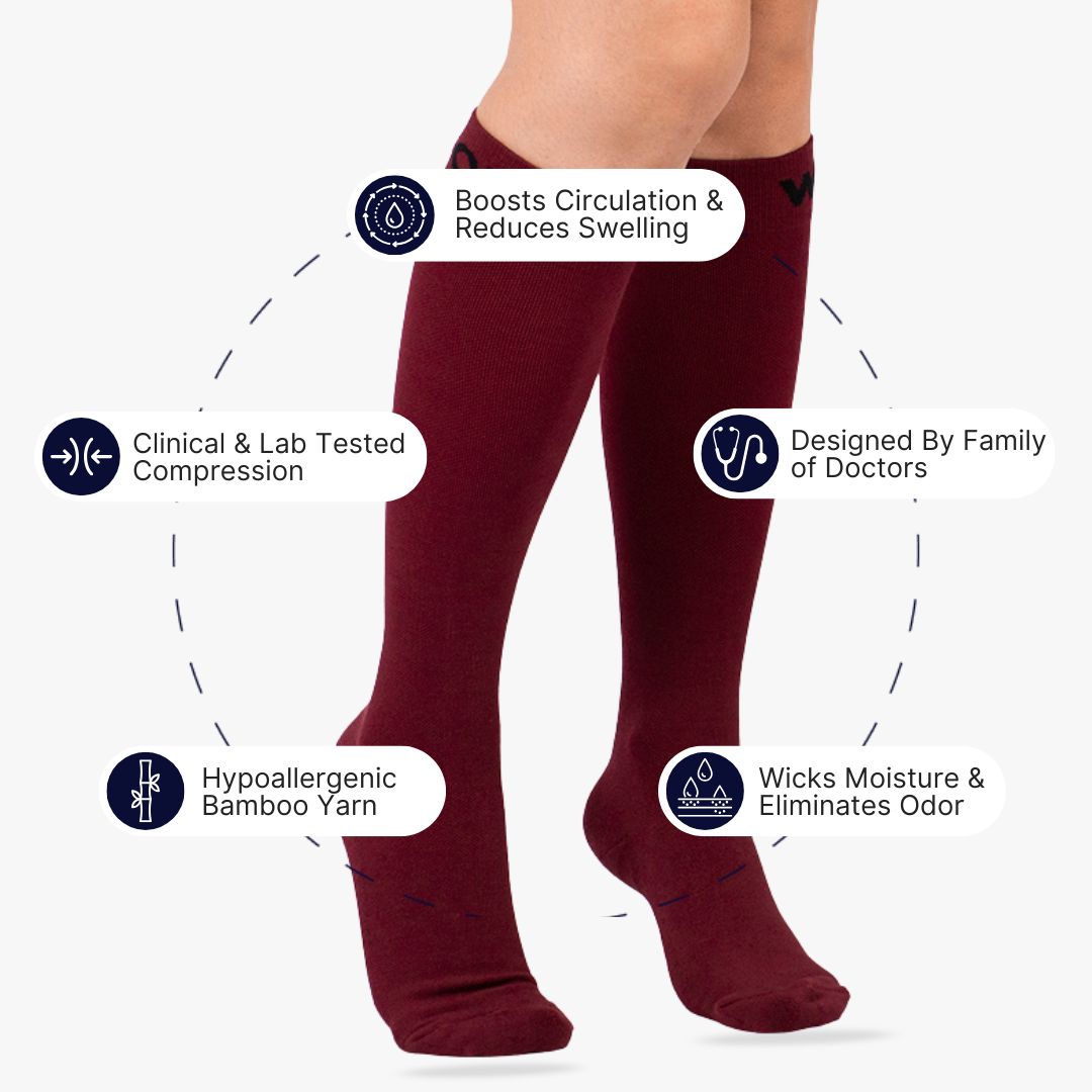 Burgundy Bamboo Compression Socks