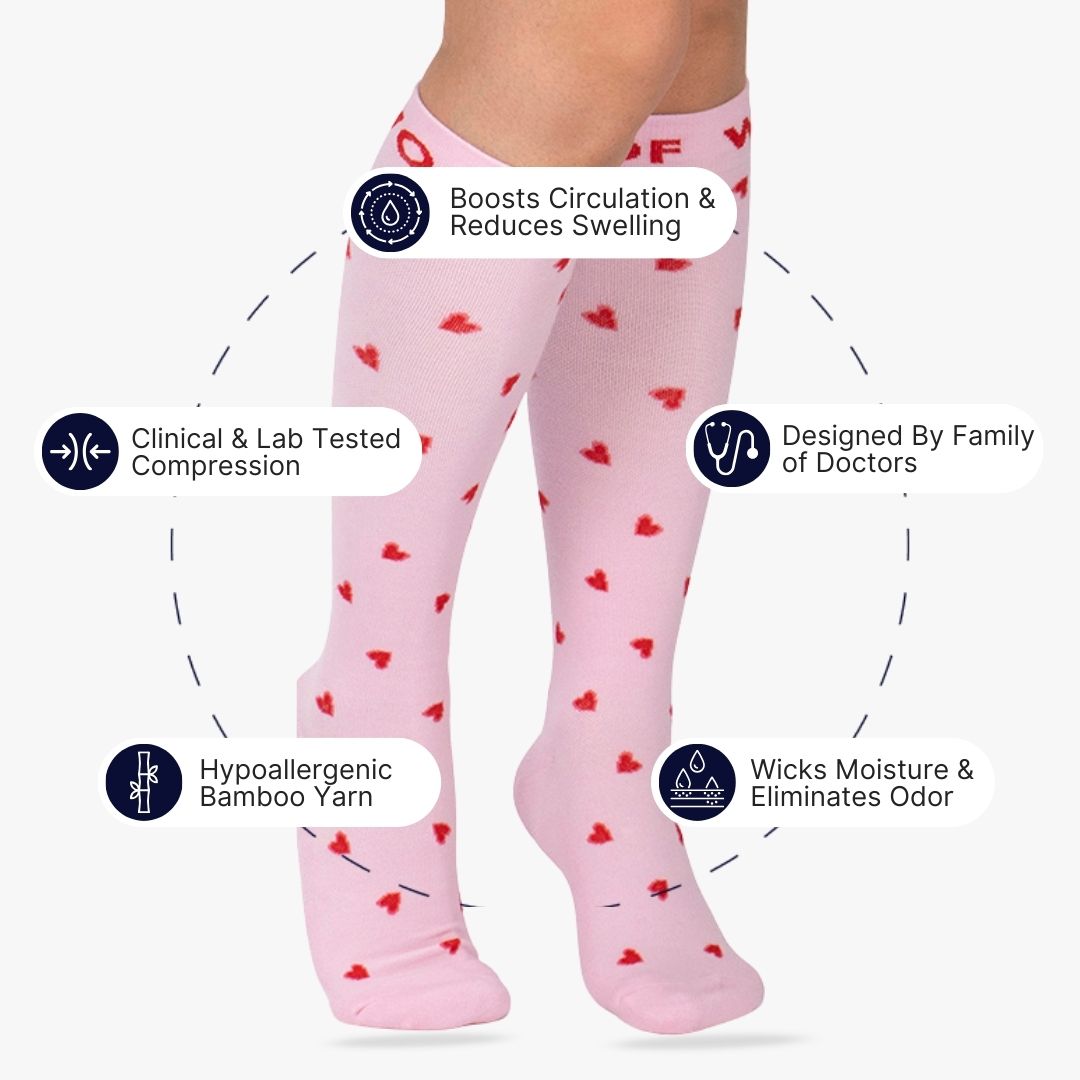 Tiny Hearts Bamboo Compression Socks | Dr. Woof Apparel