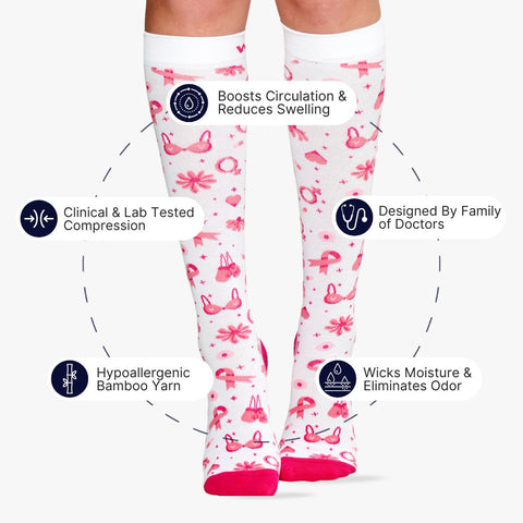 Breast Cancer Awareness Bamboo Compression Socks