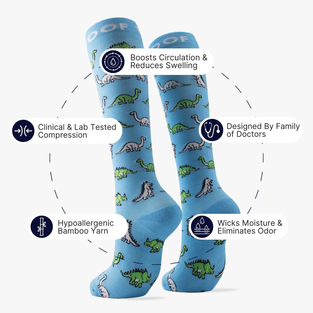 woof gear Dinosaurs Bamboo Compression Socks
