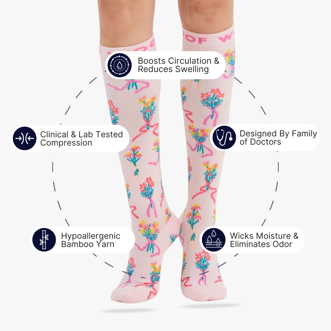 FancyHospitalカットワンピース+タイツセット サックス 1 in 7: Breast Cancer Awareness Bamboo Compression Socks | Dr