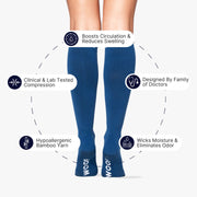 Caribbean Blue Bamboo Compression Socks