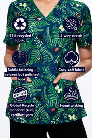 Bushland Butterflies Women’s 3-Pocket Scrub Top