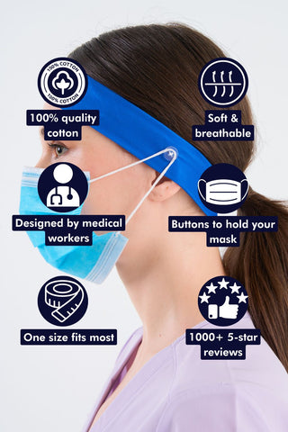 Royal Blue Headband and Mask Holder