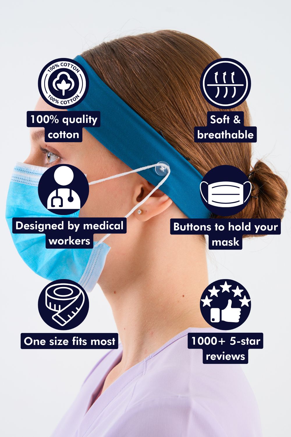 Caribbean Blue Headband and Mask Holder