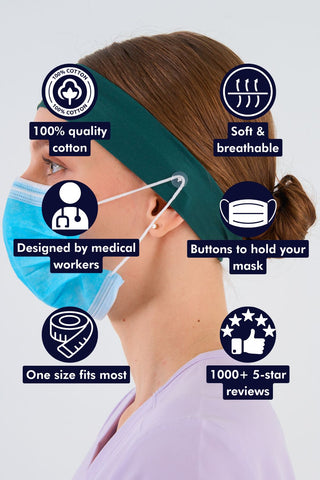 Fern Green Headband and Mask Holder