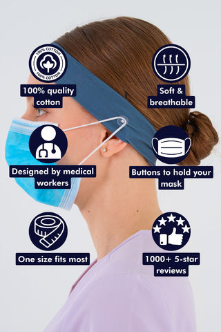 Cool Gray Headband and Mask Holder