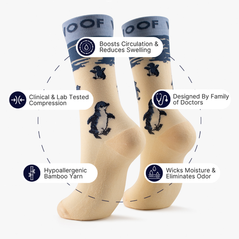 Fairy Penguins Bamboo Crew Compression Socks | Dr. Woof Apparel