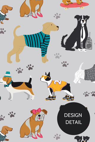 Dr. Woof Hipster Dogs Surgical Scrub Cap Design Closeup 