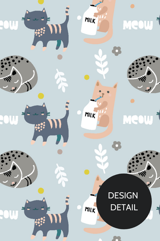 Dr. Woof Quirky Cats Surgical Scrub Cap Design Closeup