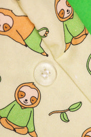 Little Sloth by Jang&Fox Surgical Scrub Cap Close up with Buttons 