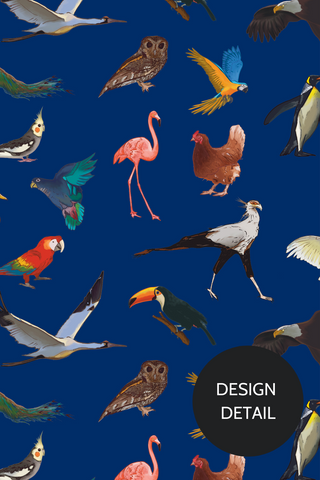 Dr. Woof Exotic Birds Surgical Scrub Cap Design Closeup