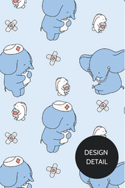 Dr. Woof Little Elephant Surgical Scrub Cap Design Closeup 