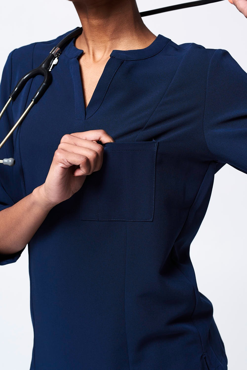 Women s 3 4 Sleeve Henley Scrub Top Dr. Woof Apparel